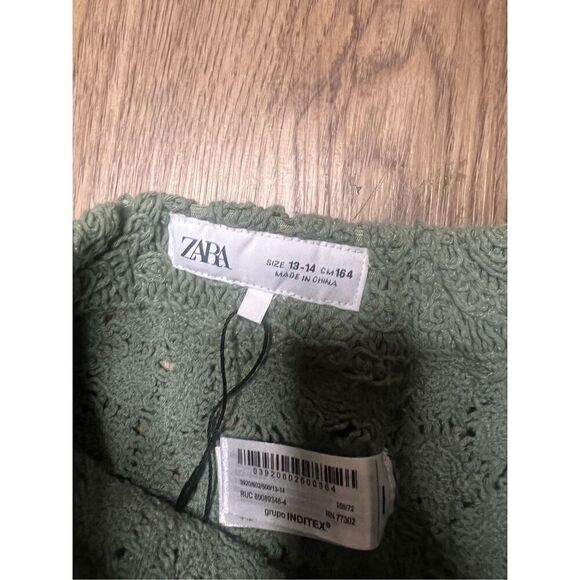 Zara Crochet knit Bermuda shorts Green waistband Girl size 12-13 NWT - Picture 3 of 3